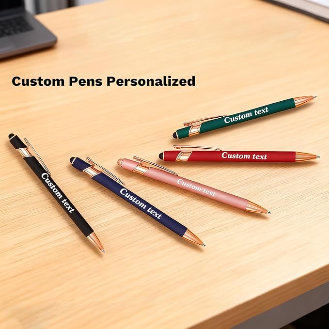 CRME Personalized Pens with Stylus Custom Pens in Bulk Customized Pen Engraved with Name Business Logo Multi Colors Ideal for Birthday School Party Metal Material Office Supplies for Women and Men