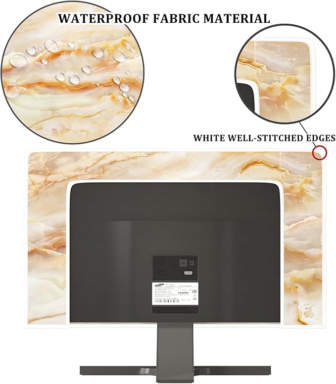 Baocicco Abstract Waterproof TV Screen Cover with Marble Design Aesthetic Television Covers for Xmas Decoration Anti-Static Dustproof Protective Cover for LED LCD OLED TVs 70 Inch