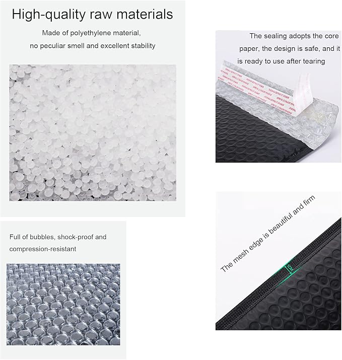 Shipping Bubble Mailers MEIANJU Padded Poly Mailer Envelopes L13xW10 inch Packaging Mailing Envelope Bag Self Seal Package Mail Supplies,black-25PCS