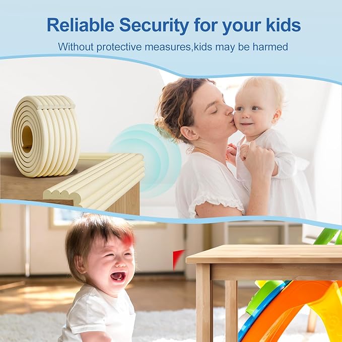 Edge Protector,Baby Proofing Baby Edge Protector Strip Safety,Soft Rubber Foam Padding,Edge Corner Guards Protector Corner Edge Bumpers for Furniture (White, 16.4Ft x 3.93" W x 0.4" Th)