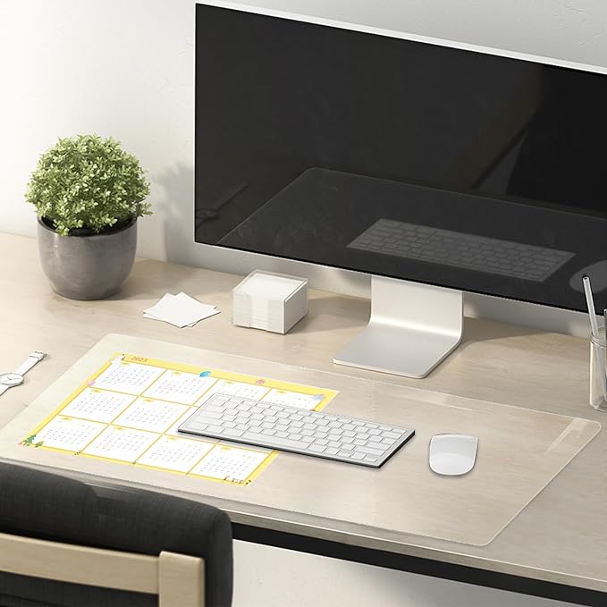 Eisdroma 18 x 60 Inch Clear Table Cover Protector, Clear Desk Mat, 1.5mm Plastic Table Cover, Vinyl Table Protector, Desk Mats on Top of Desks