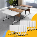 Conference Table Flip Top Mobile Conference Room Tables,Folding Conference Table with Wheels,Large Meeting Training Seminar Table Saving Space for Office Classroom (10, White, 47.2'')