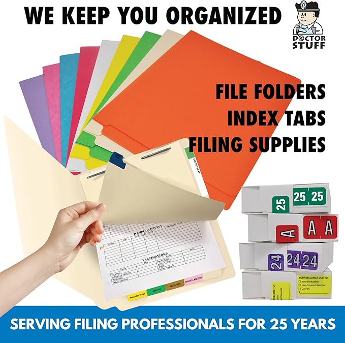 Doctor Stuff - File Folder Labels, Terminal Digit Filing, Consecutive Double Digit Numbers 40-49, Compatible with SMEAD DDS - SMDM Series Chart Stickers, Orange, 1" x 1-1/2", 500/Roll