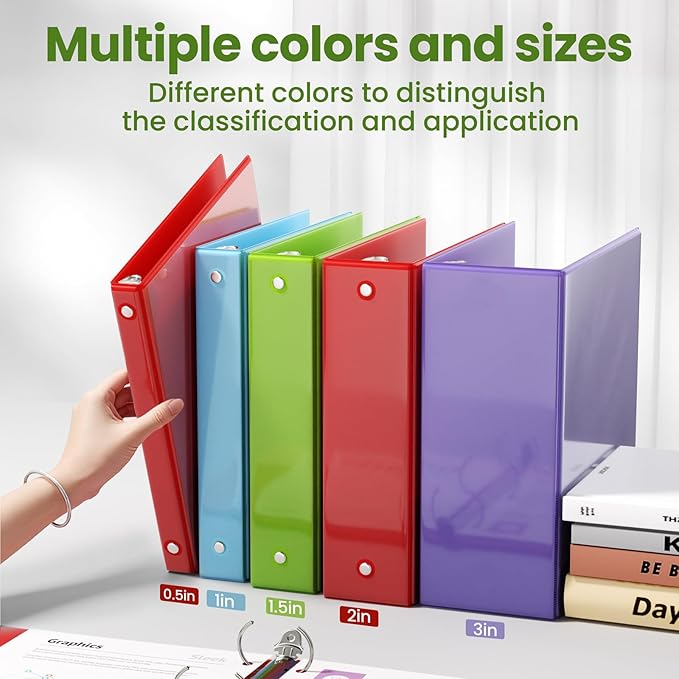 SUNEE 3 Ring Binder 3 Inch 1 Pack, Clear View Binder Three Ring PVC-Free (Fit 8.5x11 Inches) for School or Office Supplies, Tender Green