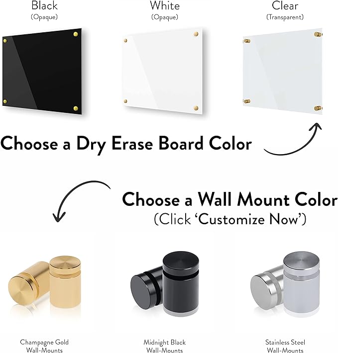 Ships Next Day, Made in USA - Acrylic Dry Erase Board | Non-Magnetic Dry Erase Board | Hanging Frameless White Board | Acrylic for Office, School and Home Walls | for Kids & Adults (Black - 30x36)