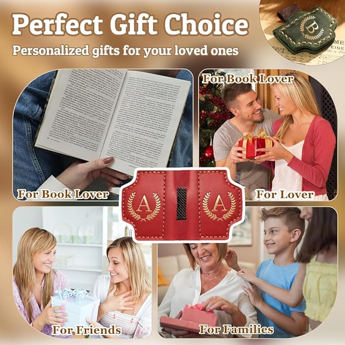 Personalized Mark Bookmark with Pen Holder, Leather Magnetic Book Marker 26 Letters,Custom Initials Page Marks, Gifts for Book Lovers Readers Men Women (Coffee, O)