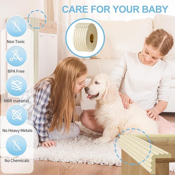 Edge Protector,Baby Proofing Baby Edge Protector Strip Safety,Soft Rubber Foam Padding,Edge Corner Guards Protector Corner Edge Bumpers for Furniture (Coffee Brown, 6.56Ft x 3.15" W x 0.31" Th)