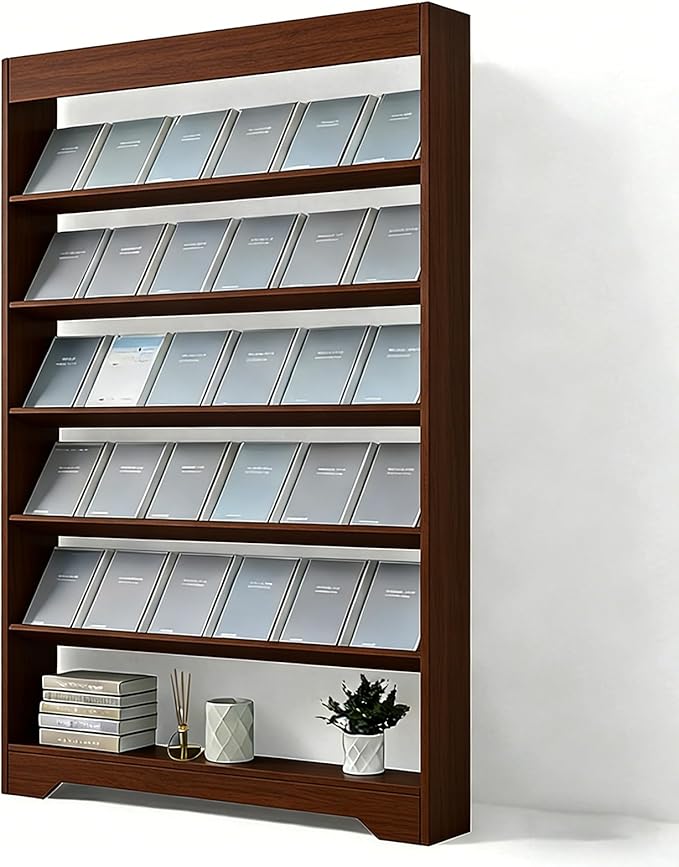 LHIUGE 6-Layer Brochure Display Rack,Freestanding Wooden Magazine Rack,Standing Literature Display Rack Brochure Holder for Home, Office, Retail Display