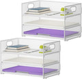 Marbrasse 3 Tier Paper Organizer Letter Tray, Mesh File Organizer with Handle, Paper Sorter Desk Organizer for Home Office Supplies - 2p Pink
