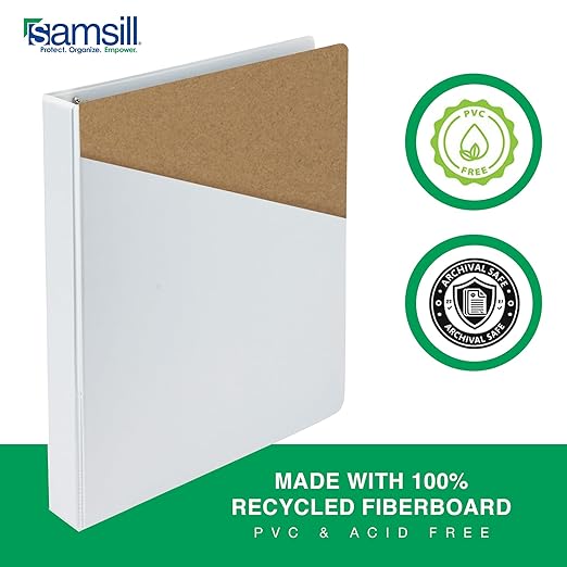 Samsill 2 Inch 3 Ring Binders, Made in USA, Economy Round Ring, Clear View Cover, 425 Sheet Capacity - for School, Home, Office - White, 6 Pack