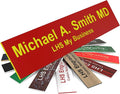 Door Name Plate Personalized for Office Red Plastic Name Plate with Yellow Letters - Made in USA 2x10 B22