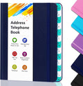 BLESWIN Address Book – Telephone and Address Book with Alphabetic Tabs for Safely Storing Contacts, Small-Sized (6.1″ x 4.7″) Hardback Cover – Dark Blue