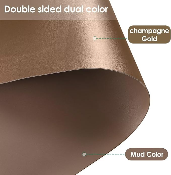Zinkooat Leather Table Cover,1.8mm Thick,42x84 Inch Table Protector,Table Protector for Dining Room Table,Dining Table Cover,Waterproof Table Cover.(Mud Color+Champagne Gold,42x84)