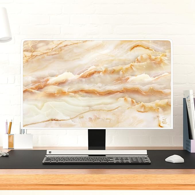 Baocicco Abstract Waterproof TV Screen Cover with Marble Design Aesthetic Television Covers for Xmas Decoration Anti-Static Dustproof Protective Cover for LED LCD OLED TVs 58, 59, 60 Inch