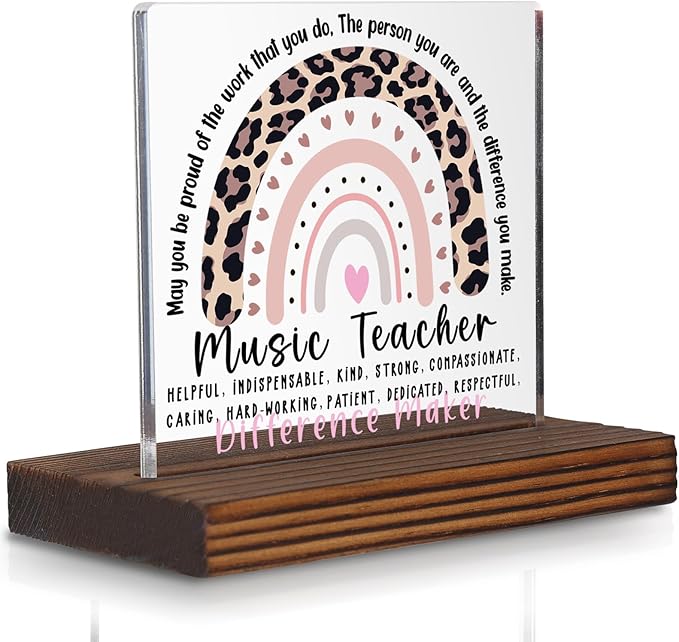 Music Teacher Gift Desk Sign, Difference Maker Appreciation Plaque for Band Choir Orchestra Teacher Thank You Office Decor Classroom Display PA107
