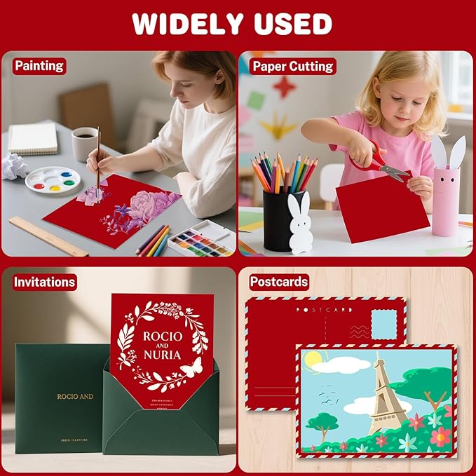Cardstock 8.5 X 11, 80 Sheets Christmas Red Card Stock, 75lb/ 200gsm Copy Paper, Cardstock Printer Paper for Art, Drawing, Invitations, DIY Cards, Craft, Construction, School & Office Supplie