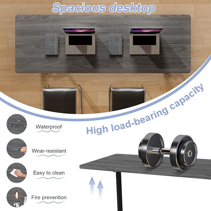 Conference Table Flip Top Mobile Conference Room Tables,Folding Conference Table with Wheels,Large Meeting Training Seminar Table Saving Space for Office Classroom(6C,61'')