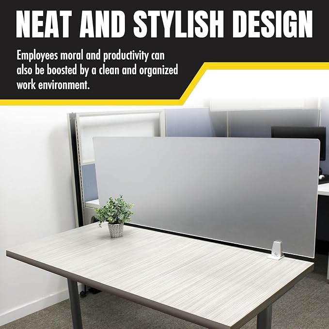 OBEX Frosted Acrylic Desk Mounted Privacy Panel, 18" x 72", Frosted