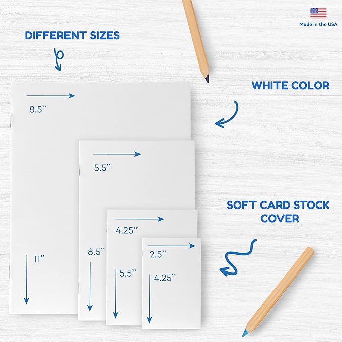 Hygloss Blank Books - Bulk 100 Pack – 4.25" x 5.5" A6 White Paperback Blank Books for Kids to Write Stories, Doodle, Arts & Crafts – Plain Drawing Sketchbook, Unlined Journal, Notebook Without Lines