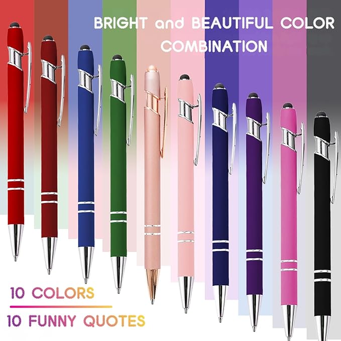 CRME 10pcs Funny Inspirational Pens Set Stylus Pens Design Smooth Writing Lightweight and Portable Fashion Gift Pen Suitable for Giving to Friends,Family,or Girls Motivational Gifts