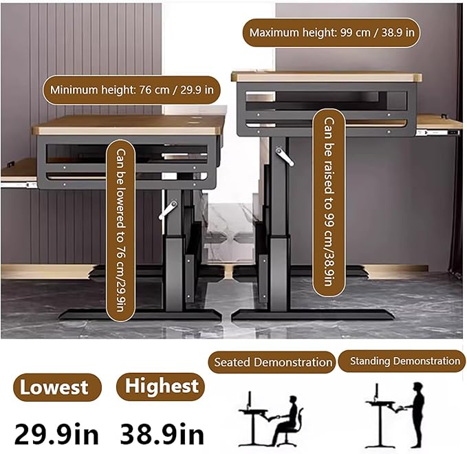 GRIPITHPY Modern Music Studio Desk Workstation with Keyboard Tray,Height Adjustable Standing Desks Table,Recording Studio Desk with Metal Legs,Wood Computer Desk for Home Office Studio