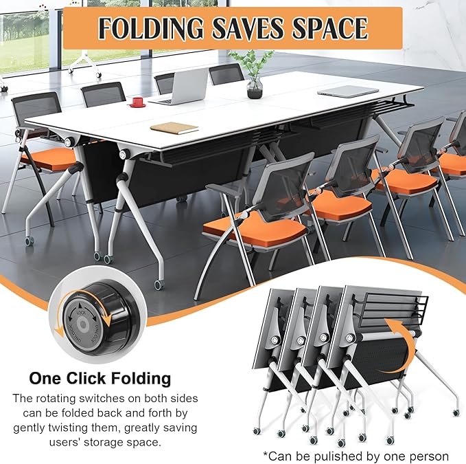 Conference Table,55.1''Folding Conference Room Table for 4-12 People,Mobile Flip Top MeetingTraining Table with Different Coulor and Styles for Offices, Classrooms,Meeting Room (6, C)