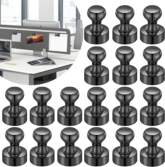LOVIMAG Fridge Magnets 20Pcs Refrigerator Whiteboard Small Strong Magnet Classroom Kitchen Accessories Decorative Locker Set Decor Must Haves Office Calendar Refrigerador Magnetic Cute Crafts Black