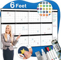Large Dry Erase Calendar for Wall, 48" x 74" - Undated, Yearly, Reusable - Full 12 Month Year - Includes Markers, Eraser & Accessories