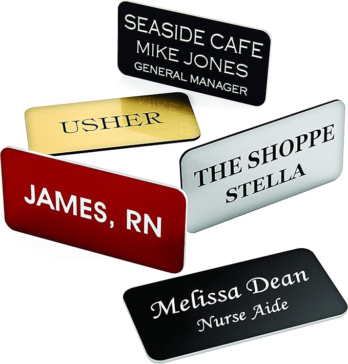 Custom Engraved Name Tag Badges – Personalized Identification with Pin or Magnetic Backing, 1.5 Inches x 3 Inches, Claret/White
