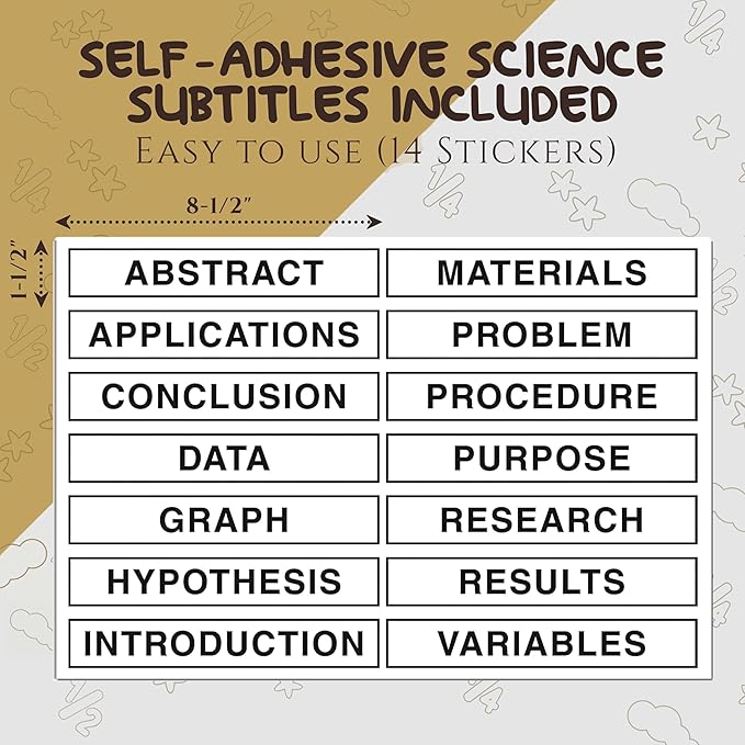 White Trifold Presentation Board 36" x 48" (Pack of 2) Self-Adhesive Science Subtitles Included - Display Exhibition Board Lightweight and Portable with Smooth Surface - By Emraw