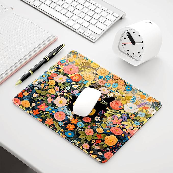 Auhoahsil Mouse Pad, 12 x 10 in Marble Theme Computer Mouse Pad for Desk, Premium-Textured Non-Slip Rubber Stitched Edges Waterproof Square Mouse Mat for Gaming Work Wireless Mice, Blue