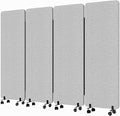 Soundproof Room Divider W/Wheels, 66in Office Dividers for Sound Proofing & Reducing, Sound Proof Dividers for Office Partitions Portable Temporary Wall Acoustic Wall Divider (Dark Grey, 4 Panel)