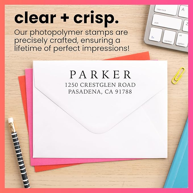ExcelMark Personalized Return Address Stamp – Custom Self Inking Rubber Stamp (Large, Simple Classic)