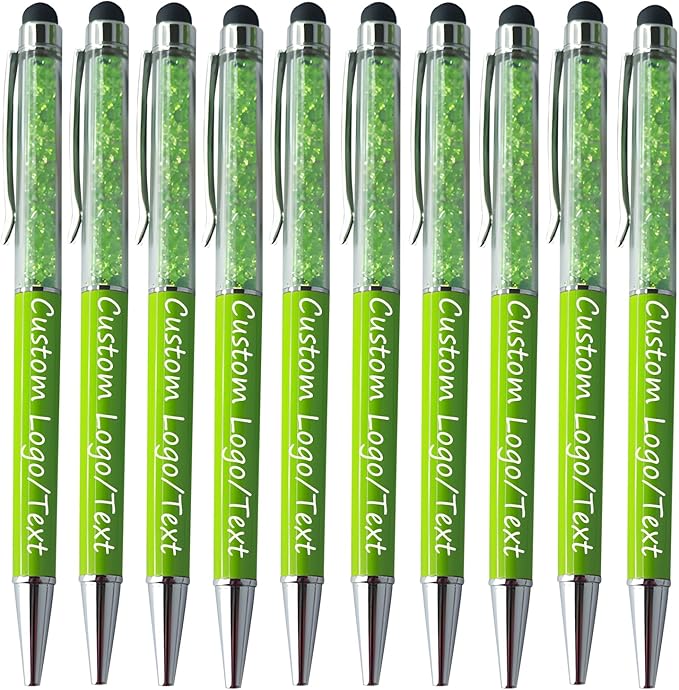 Yucold Customized Pens with Name/Logo - Touch Screen Stylus Ballpoint Pen, Perfect for Weddings, Business & Personalized Gifts (Grass green,100)