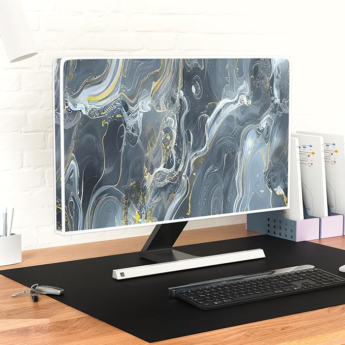 Baocicco Gray Gold Marble Waterproof 55 Inch TV Dust Cover Anti-Static Dustproof Protective Aesthetic Texture Screen TV Covers Full Body Cover for Television Screen Desktop PC LED LCD OLED