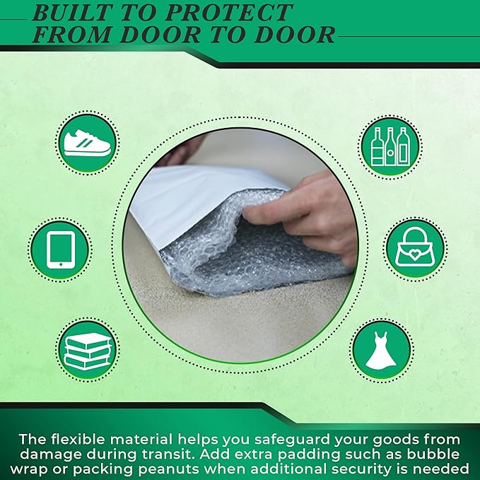 1500 Pack Secure Seal White Poly Mailers Shipping Bags - Safe Shipping with 14x17 Mailers Poly Bags - E-Commerce Poly Bags for Shipping - Self Sealing 2 Mil Poly Shipping Envelopes