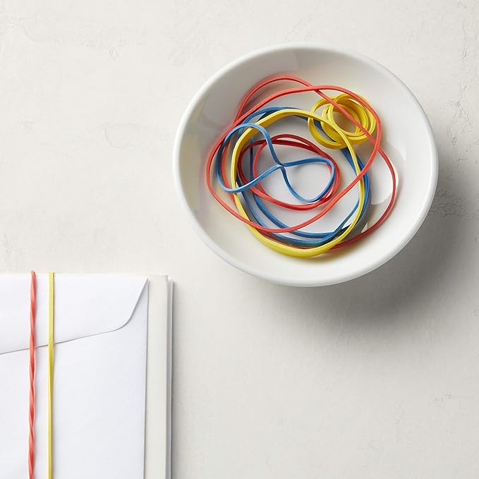 Amazon Basics Assorted Size and Color Rubber Bands, 0.5 lb.