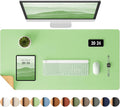 Aothia Double-Sided Desk Pad, 37.8"x17" Leather Desk Mat, Eco Cork Desk Pad Protector,Large Mouse Pad,Waterproof Desk Blotter for Office/Home(Light Green)