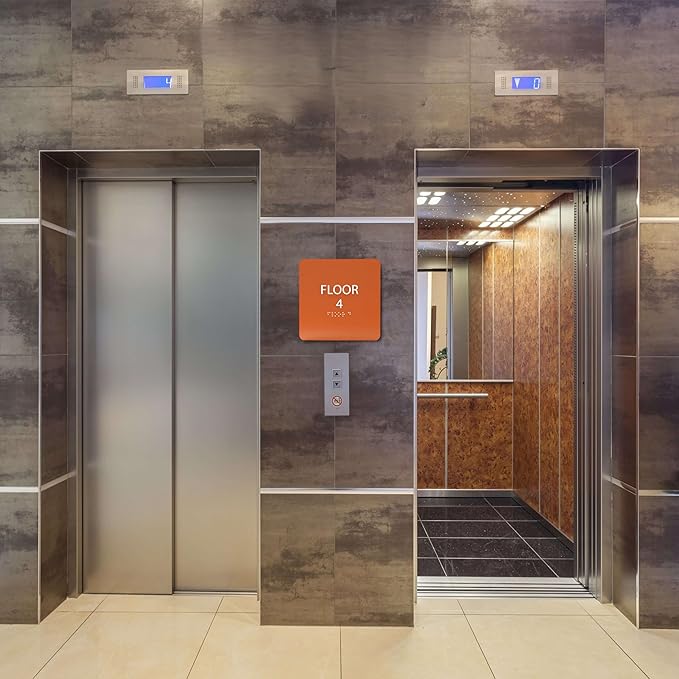 Coffee ADA Floor 4 Sign with Braille – Made from Durable Acrylic and Ready to Mount