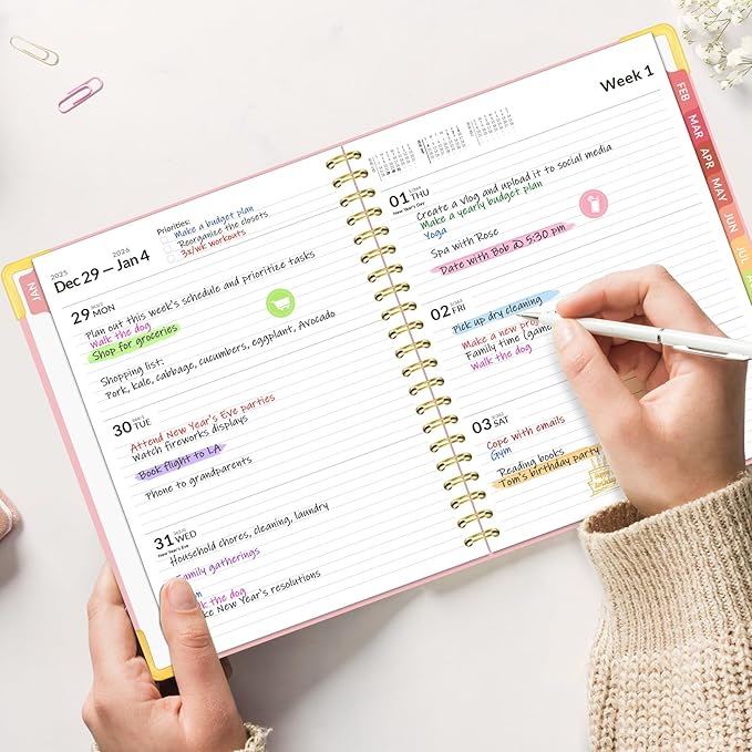 Forvencer 2026 Planner, Hardcover Calendar Planner Weekly and Monthly, Jan 2026 - Dec 2026, 8.5" x 11", Spiral Agenda Book with Tabs, Exquisite Daily Journal Organizer for Home School, Purple