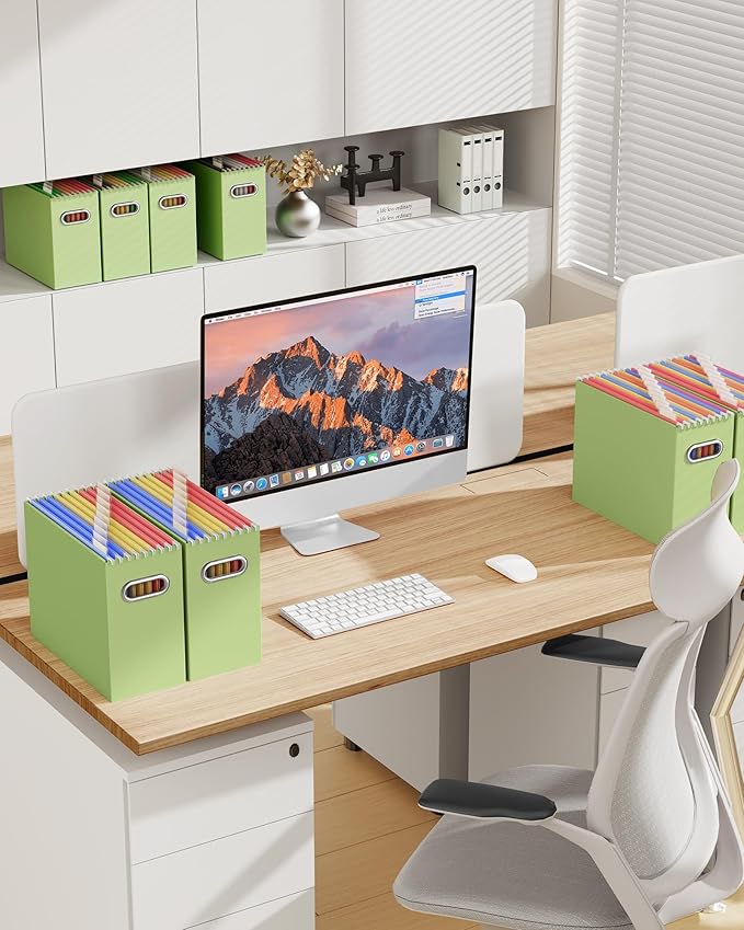 Oterri Cardboard File Organizer Box for Hanging File Folders Letter Size,File Box for Computer Desk,File Cabinet,Working Home,Office,Classroom (Colorblock, Letter Size - 4 Packs)