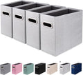 ComfortKeeper 4 Packs Letter Size File Organizer, File Folders Organizer, Fabric Storage Box, Collapsible Paper Organizer with Metal Handle, Smooth PVC Rails, Only Box (Light Gray)