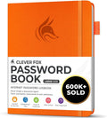 Clever Fox Password Book with alphabetical tabs. Internet Address Organizer Logbook. Large Password Keeper for Website Logins (Orange)