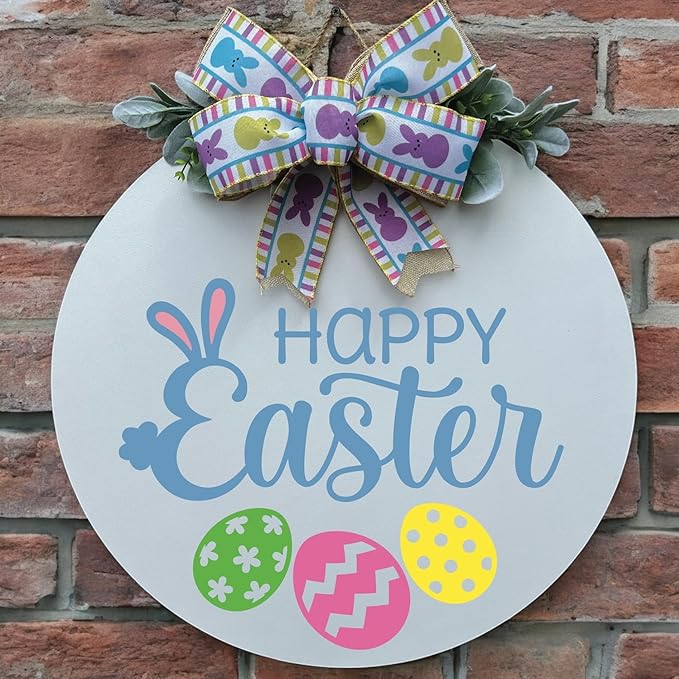 Wood front door sign Wood sign Home decor Welcome sign Sign for front door House warming gift Wedding gift (Happy Easter, 30" Width)