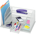 Safco Onyx Mesh Desktop Organizer, Use in Home, Office, Classroom with 3 Drawers, Silver16" x 11.4" x 8"