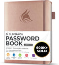Clever Fox Password Book with alphabetical tabs. Internet Address Organizer Logbook. Large Password Keeper for Website Logins (Rose Gold)