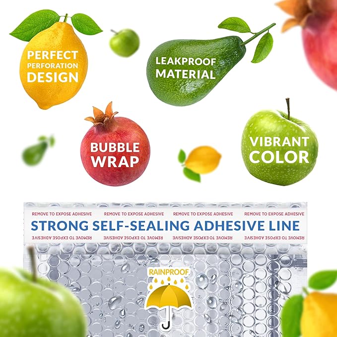 Amiff Silver Thermal Bubble Mailer, 6 x 6 Inches. 100 Pack Metallic Bubble Mailers. Self-Seal Insulated Mailers for Cold Shipping. Padded Envelopes Waterproof. Thermal Bag for Food, Cosmetics