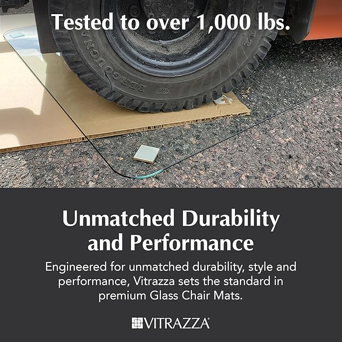 Vitrazza Glass Chair Mat 42” x 42” Superior ¼ Thick, Luminoso Low-Iron Ultra Clear, Certified Tempered Safety Glass, Delivers a Smooth Glide, Protects Carpet or Wood, Beautiful in Home or Office.