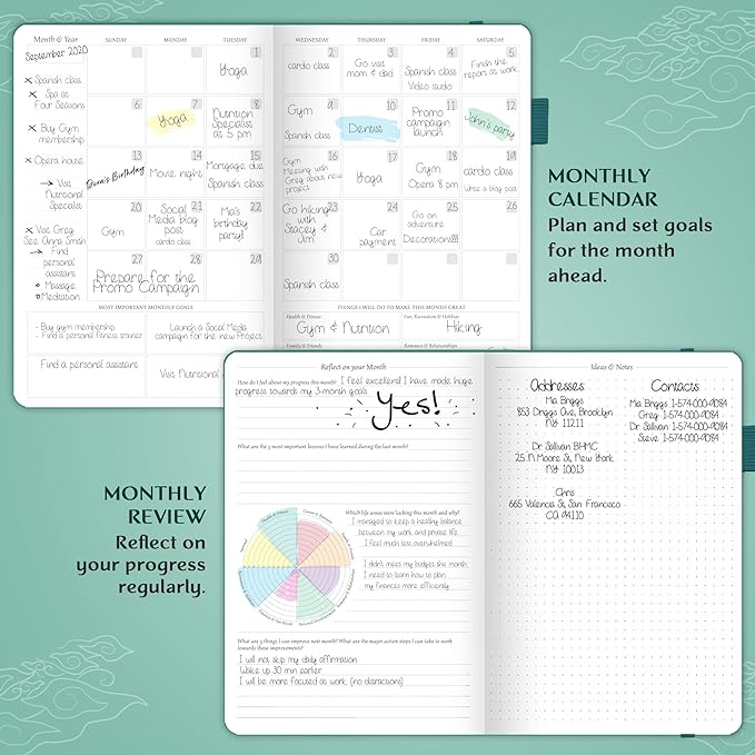 Legend Planner – Weekly & Monthly Life Planner to Hit Your Goals & Live Happier. Organizer Notebook & Productivity Journal. A5 (Viridian Green)