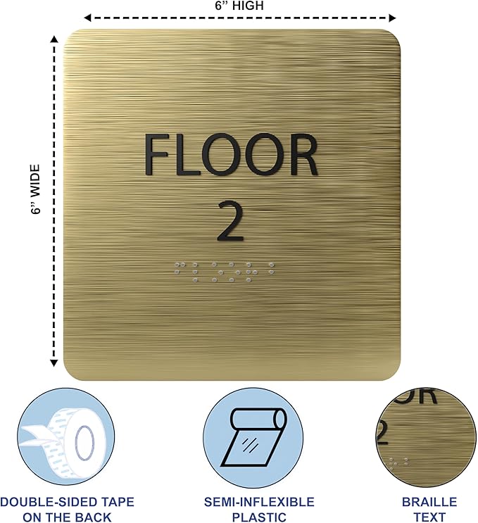 Light Green ADA Floor 2 Sign with Braille – Made from Durable Acrylic and Ready to Mount